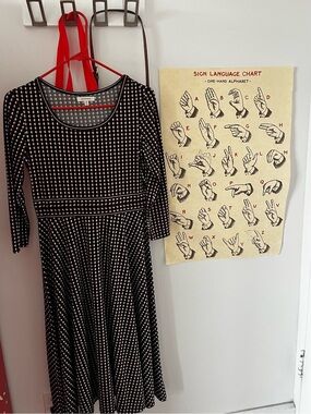 Max Studio  Black and White Patterned Fit-and-Flare Dress